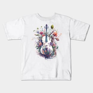 Nature's Symphony: Floral Violins and Rococo Elegance #2 Kids T-Shirt